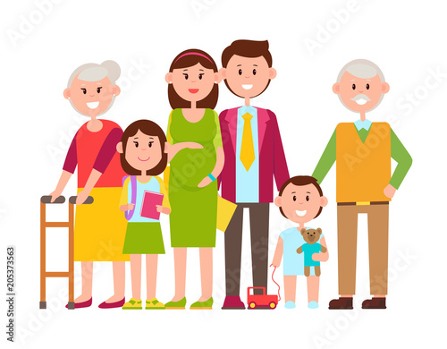 Family Poster of Happy Members Vector Illustration