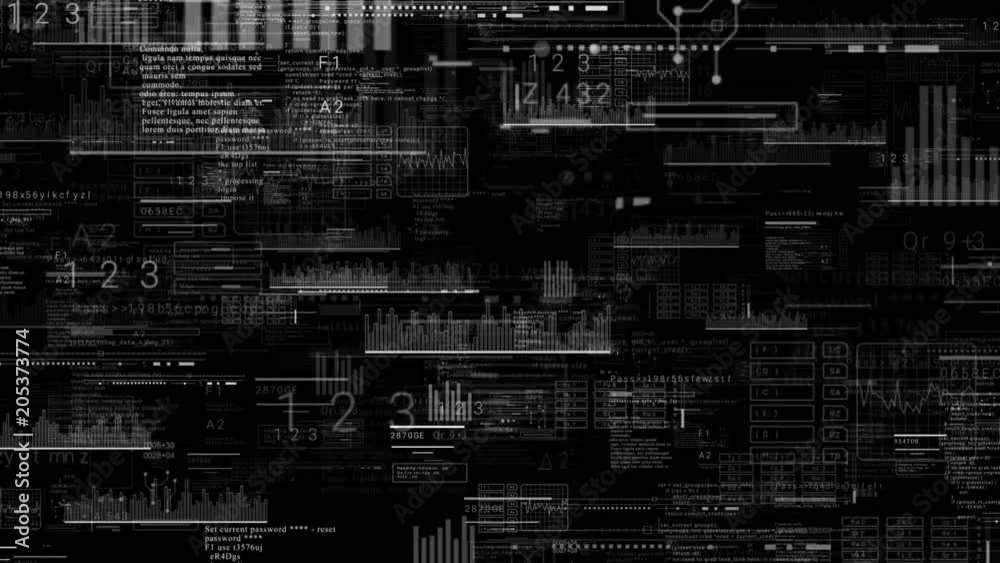 PNG Alpha.Looping infinite hud elements in 3d space.Futuristic technological intro  sci fi hud background.Zoom in.Type 1
