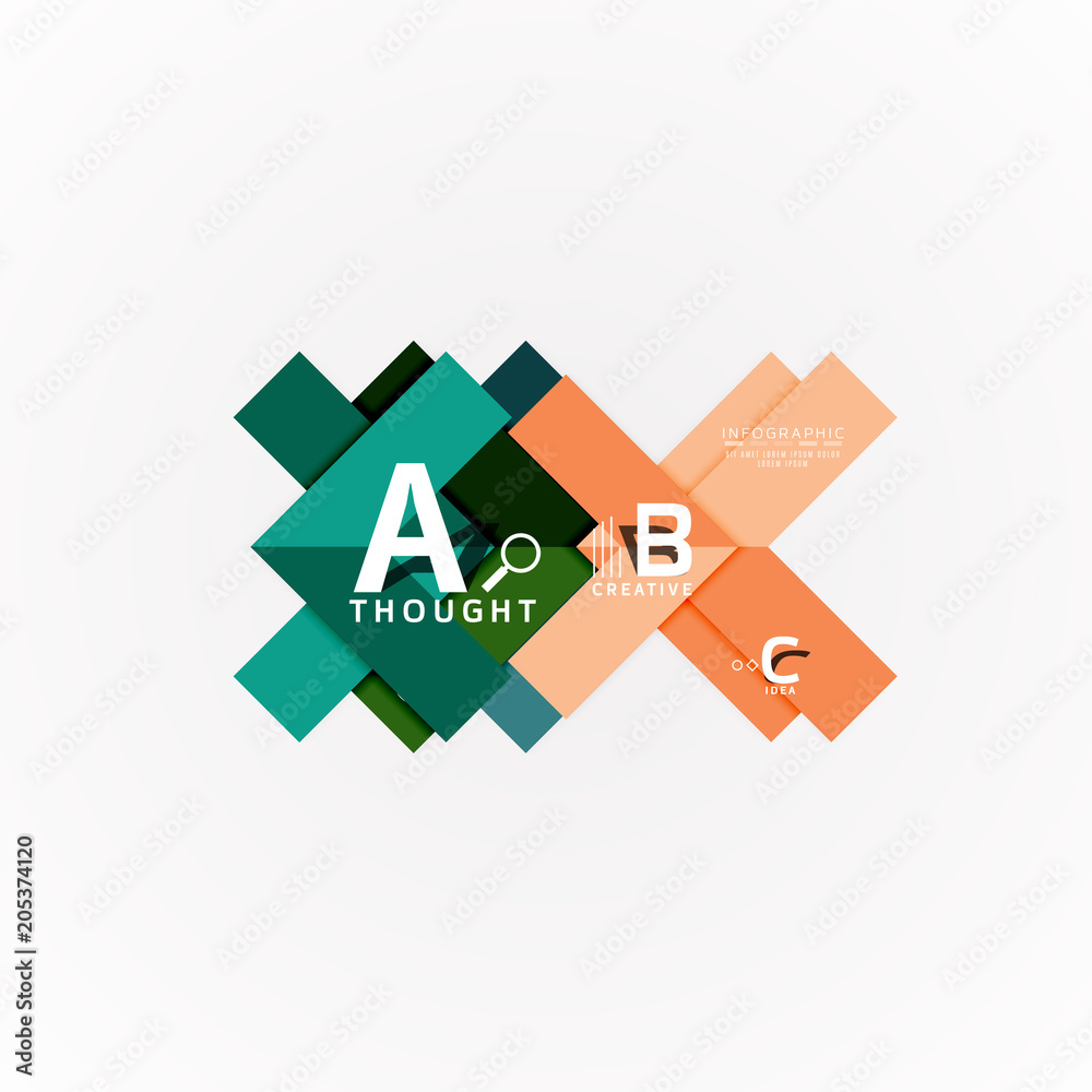 Abstract geometric option infographic banners, a b c steps process Abstract geometric option infographic banners, a b c steps process