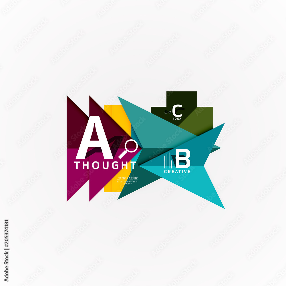 Abstract geometric option infographic banners, a b c steps process Abstract geometric option infographic banners, a b c steps process