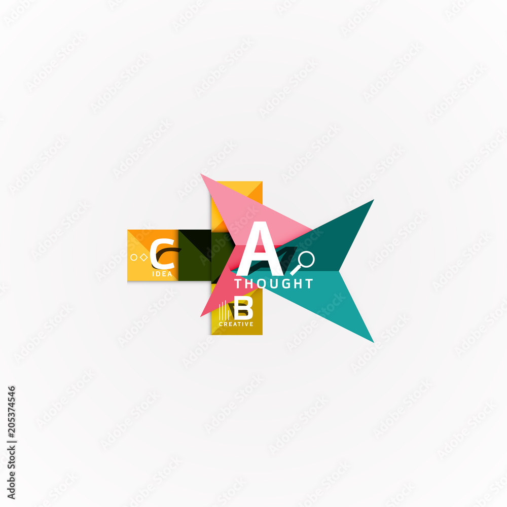 Abstract geometric option infographic banners, a b c steps process Abstract geometric option infographic banners, a b c steps process