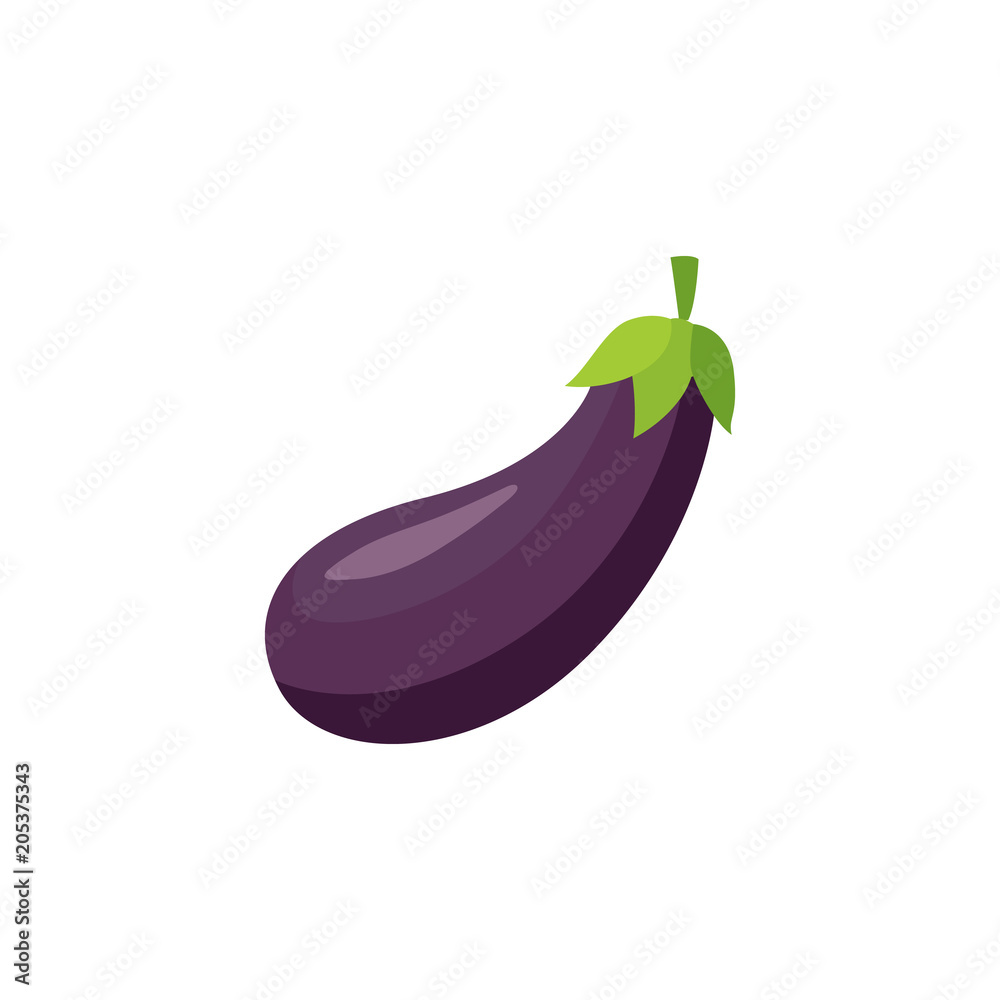 Ripe raw ggplant icon. Violet healthy food, vegetable full of vitamins. Fresh nutritions source, dieting and healthy life style symbol. Vector flat illustration isolated Ripe raw ggplant icon. Violet healthy food, vegetable full of vitamins. Fresh nutritions source, dieting and healthy life style symbol. Vector flat illustration isolated