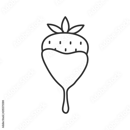 Chocolate covered strawberry linear icon
