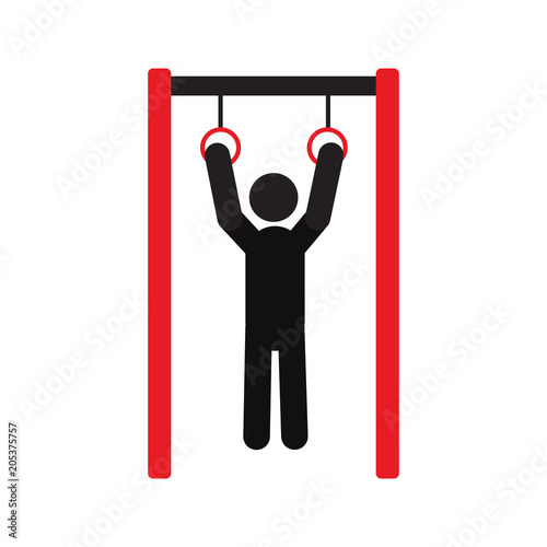 Man training with gymnastics rings silhouette icon