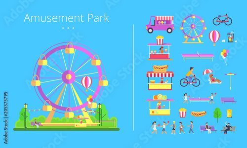 Amusement Park Collection Vector Illustration