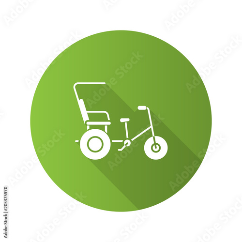Cycle rickshaw flat design long shadow glyph icon