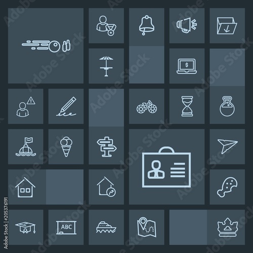 Modern, simple, dark vector icon set with laptop, screen, internet, person, snack, architecture, map, message, fast, queen, meal, home, college, computer, royal, sport, graduation, building, hit icons