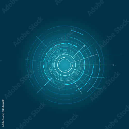 Blue Interface with Various Geometric Figures