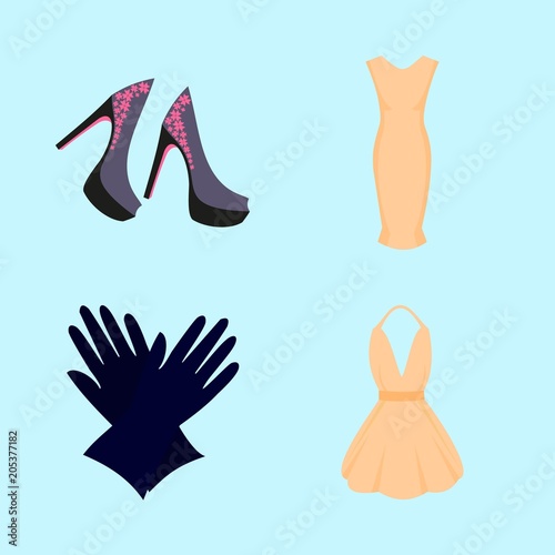 woman clothes icons set