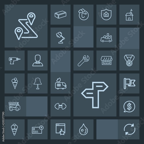 Modern, simple, dark vector icon set with navigation, america, water, road, frame, drop, route, ball, label, tipper, business, sport, lorry, rain, national, satellite, truck, abstract, exercise icons