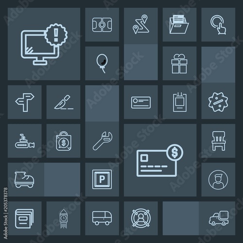 Modern, simple, dark vector icon set with bank, home, giftbox, education, vehicle, credit, present, leisure, repair, beautiful, male, car, library, room, street, concept, transport, tool, roller icons