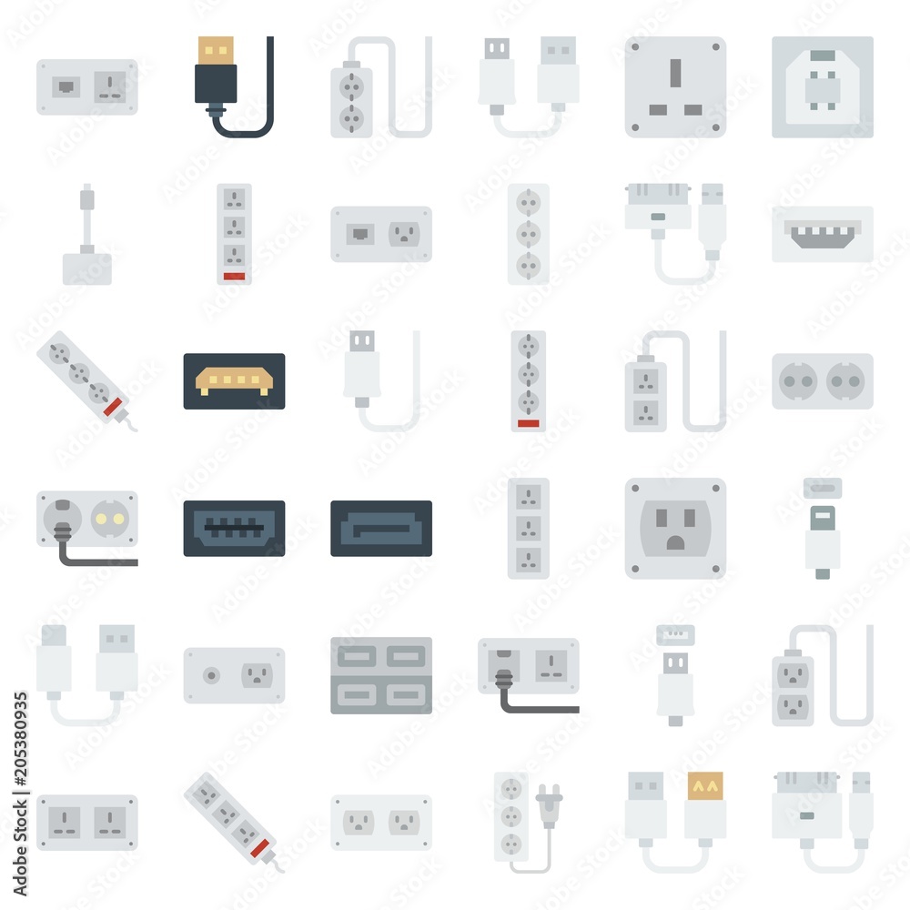 connector cable icons set connector cable icons set