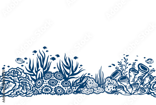 Seamless vector with coral reef.