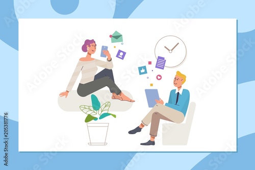 Online dating and social networking concept. Flat vector illustration