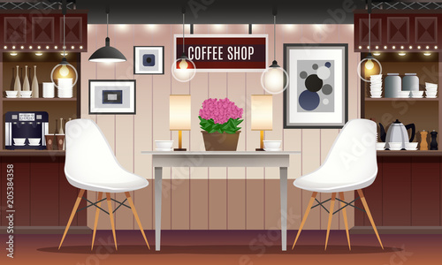 Coffee shop interior illustration