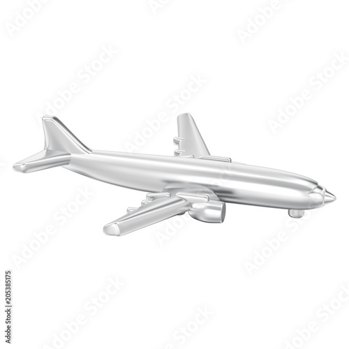 3D illustration isolated silver airplane