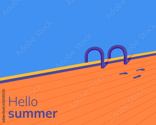 Hello summer minimal poster, banner or flyer. Invation on party photo