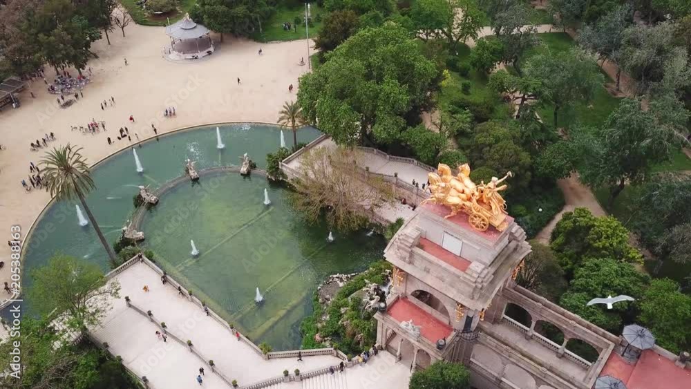 Barcelona, Spain. Aerial view at the Parc de la Ciutadella