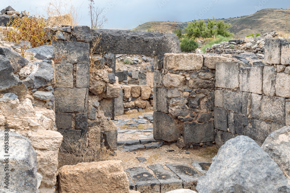 The ruins  of the Greek - Roman city of the 3rd century BC - the 8th century AD Hippus - Susita on the Golan Heights near the Sea of Galilee - Kineret, Israel