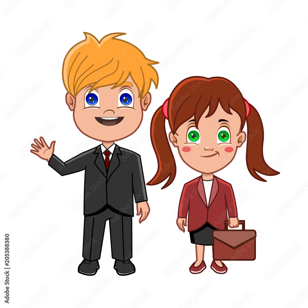 business cartoon kids in work clothes Stock Vector | Adobe Stock