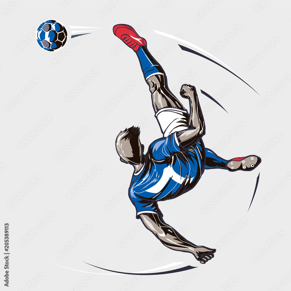 Naklejka premium Soccer player overhead kick.