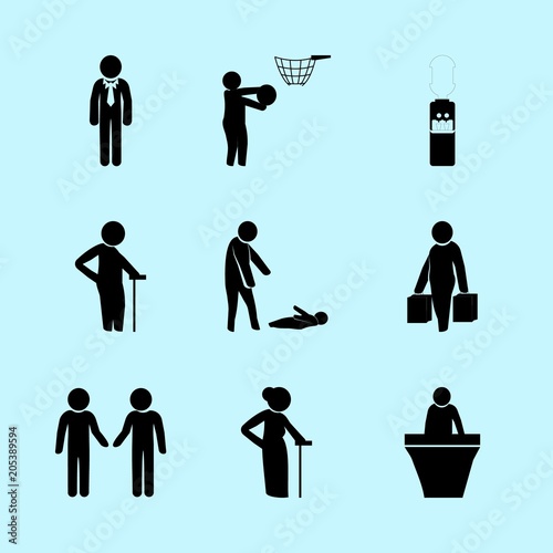 icons about Human with casual, lobby, flat, art and basketball