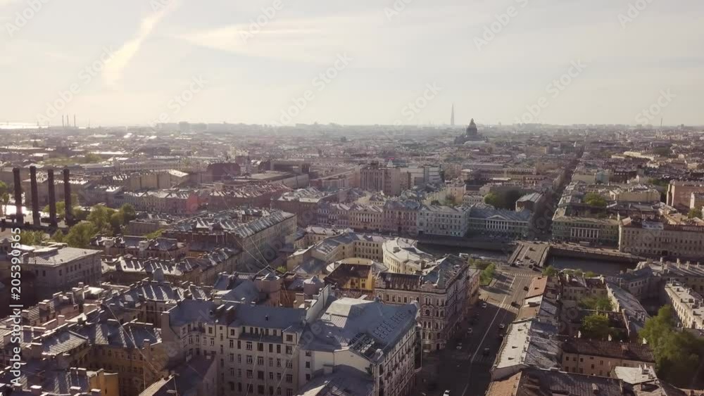 Flying above roofs of St. Petersburg, Russia Flying above roofs of St. Petersburg, Russia
