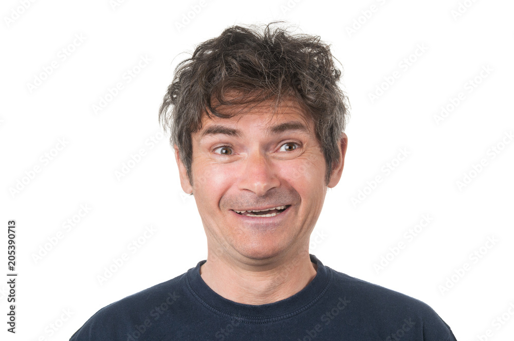 Portrait of smiling adult man on white background Portrait of smiling adult man on white background