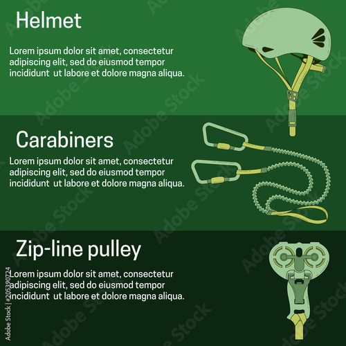 Banner with zip line equipment