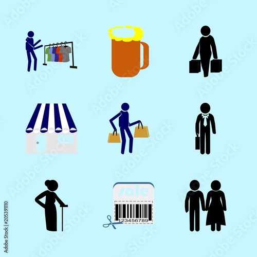 icons about Human with lifetime, isolated, age, social and retirement