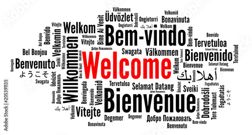 Welcome word cloud in different languages 