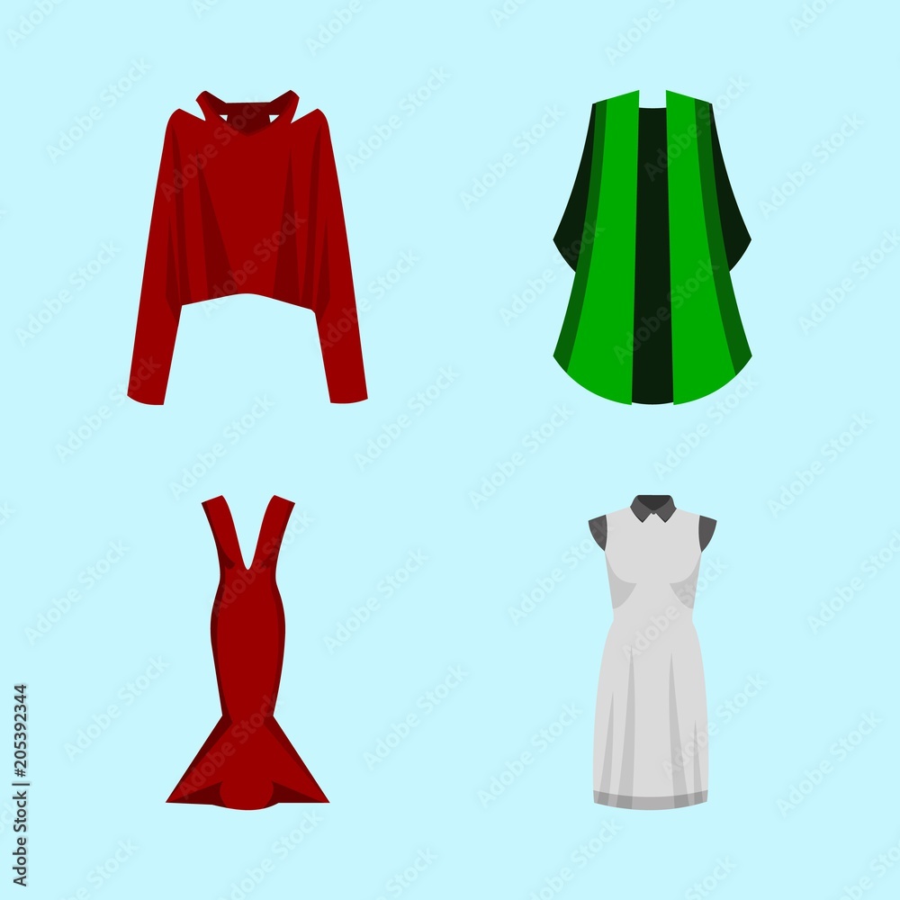 woman clothes icons set