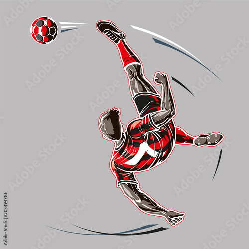 Soccer player overhead kick.