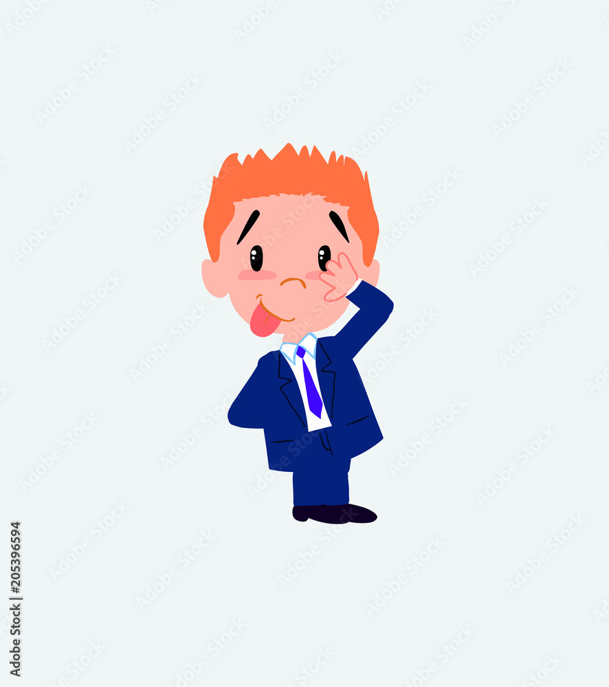 Businessman sticks out his tongue in gesture of funny shyness. Businessman sticks out his tongue in gesture of funny shyness.
