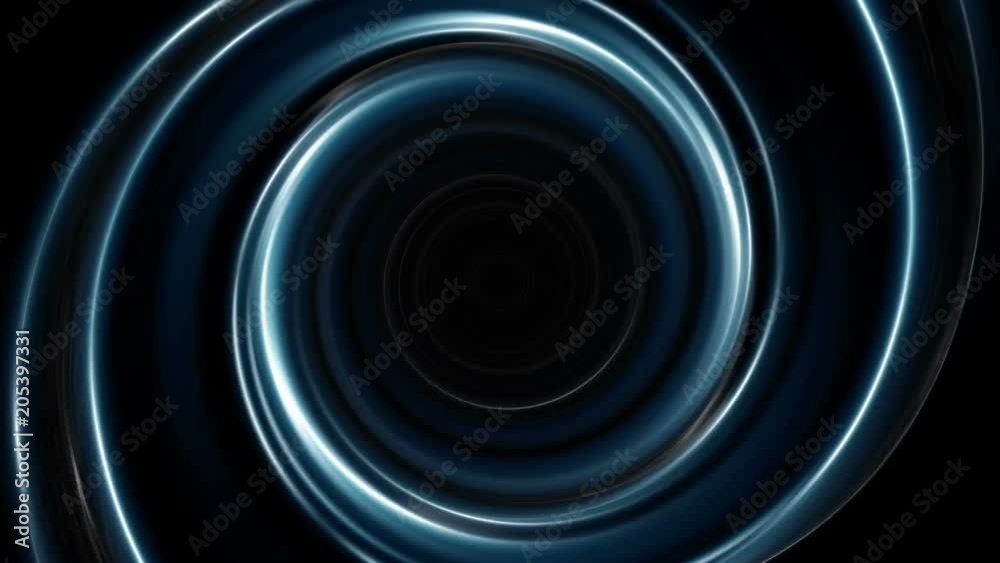 Blue spiral lights in a dark background