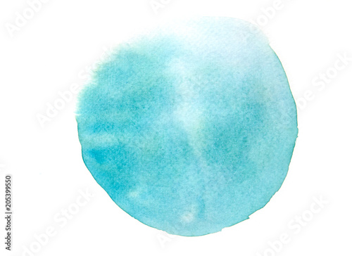 Blue watercolor circle on white background