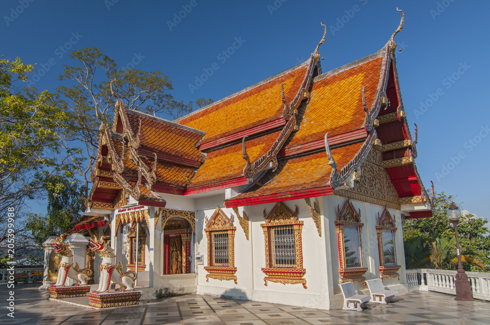 Fototapeta premium Wat Phra That Doi Suthep mountain temple, museum in small viharn, Chiang Mai, Thailand.