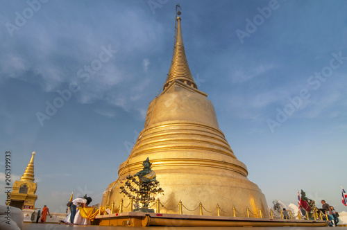 The dome of the Golden mount temple (Wat Saket) in Bangkok, Thailand.