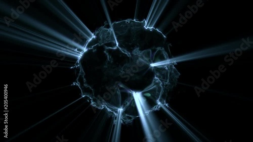 Blue rays of light in a dark background