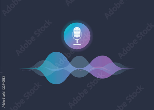 Personal assistant and voice recognition concept gradient vector illustration of soundwave intelligent technologies.