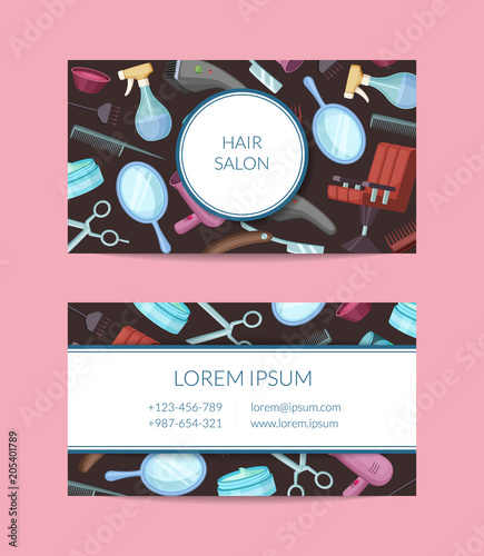 Vector business card template with hairdresser or barber