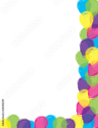 Semi transparent balloons background watercolor effect border