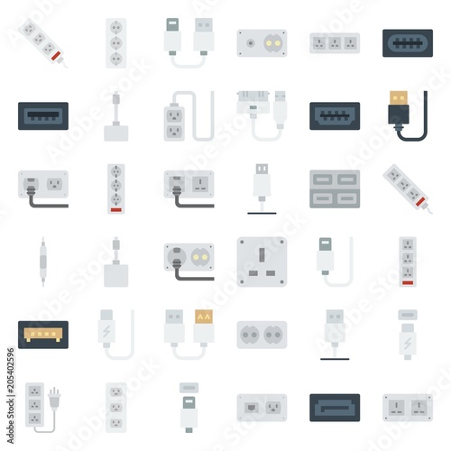 connector cable icons set