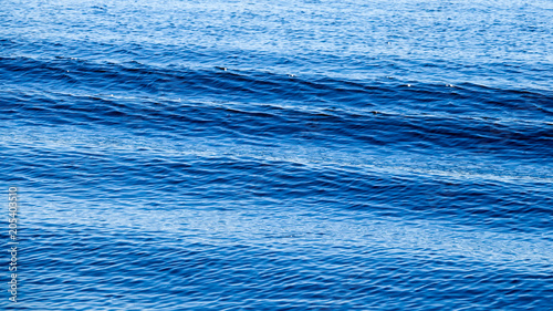 Waves in a lake with pure blue water. Blank copy space and for text.