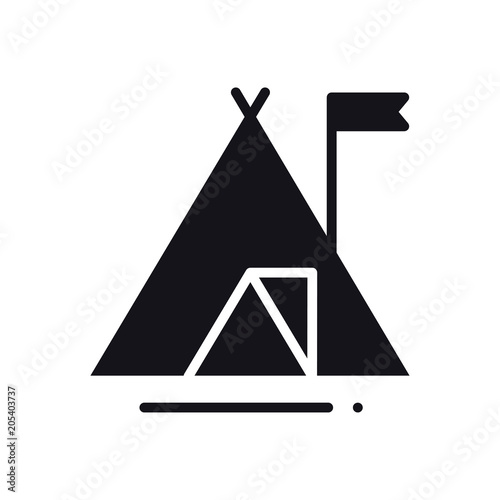 Tourist Tent Icon. Camping Sign and Symbol. photo