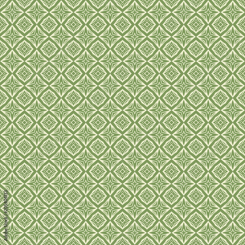 Green Geometric pattern in repeat. Fabric print. Seamless background, mosaic ornament, ethnic style. 