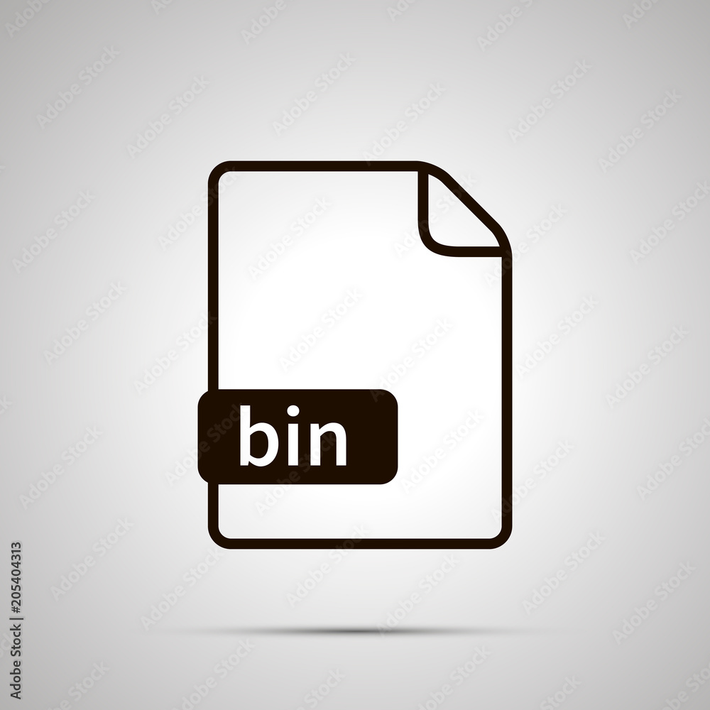 Simple black file icon with bin extension Simple black file icon with bin extension