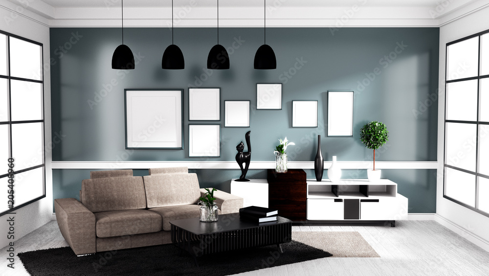 Modern Contemporary style, Living room interior design mock up. 3D rendering Modern Contemporary style, Living room interior design mock up. 3D rendering