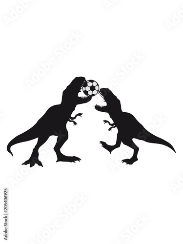 2 kämpfen fussball beißen sport verein spielen silhouette schwarz umriss t-rex böse brüllen tyranosaurus rex gefährlich fressen dino dinosaurier saurier clipart comic cartoon design