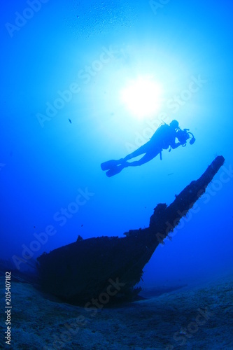 Diver over the Wreck